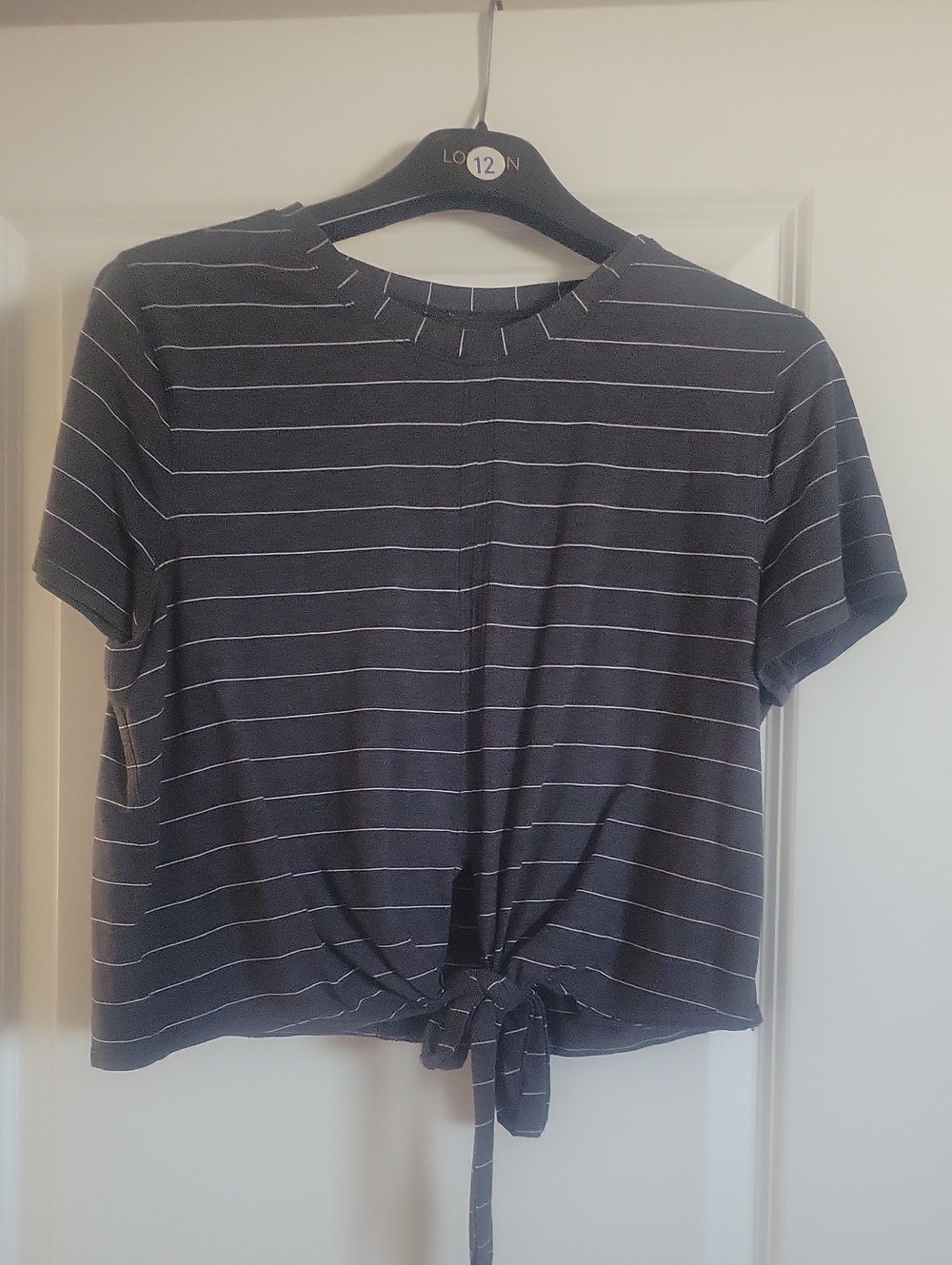 Lululemon Striped Tie-Front Short Sleeve Top - Black/White